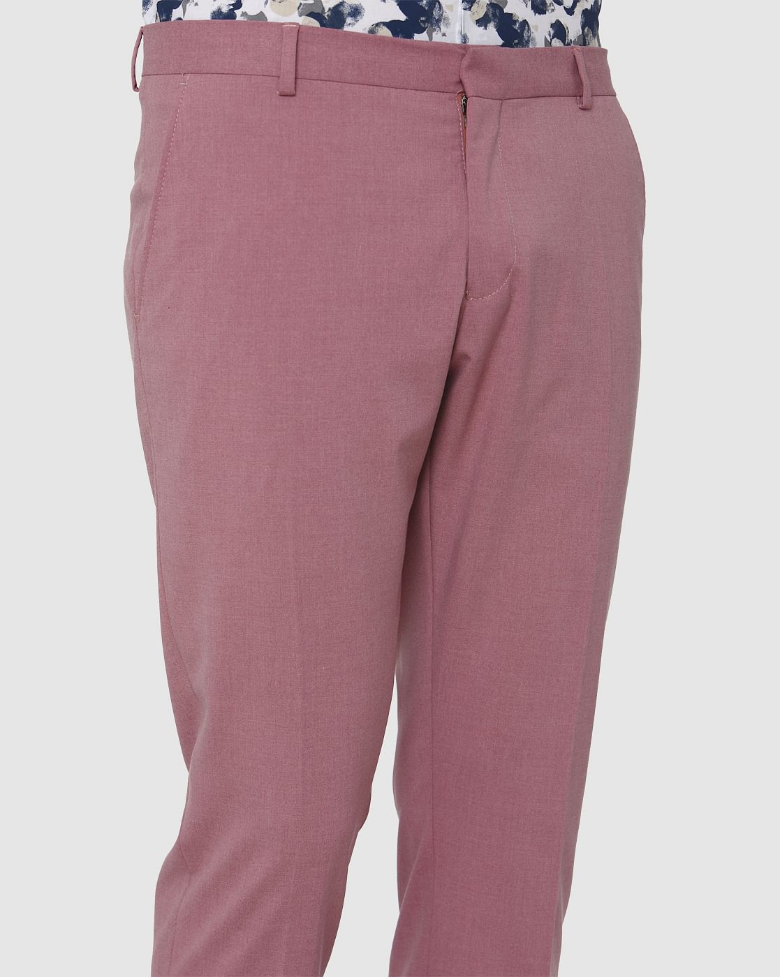 Pink Slim Fit Formal Trousers