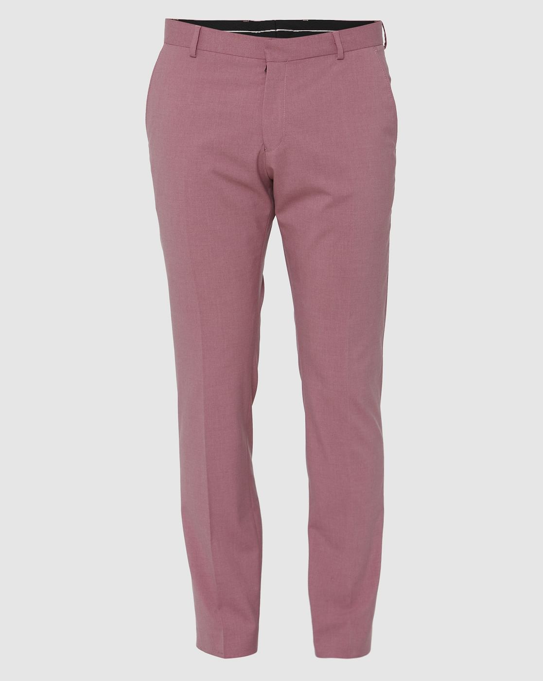Pink Slim Fit Formal Trousers