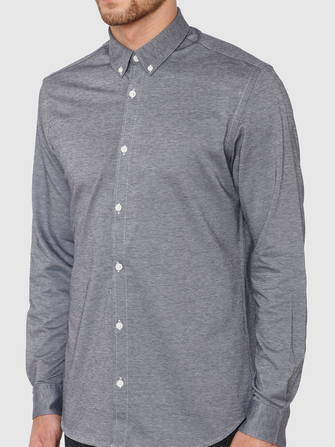 Grey Slim Fit Full Sleeves Shirt