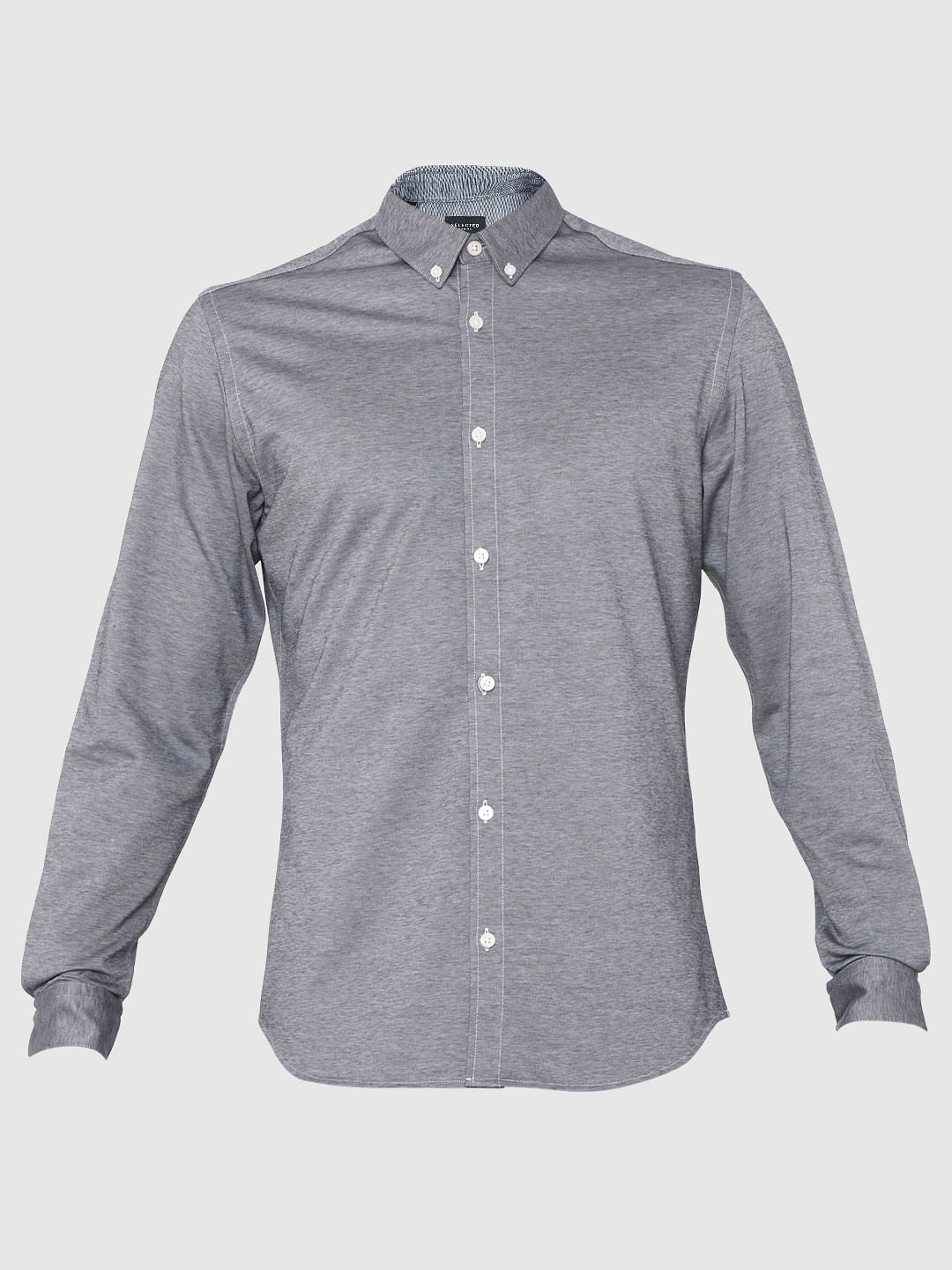 Grey Slim Fit Full Sleeves Shirt