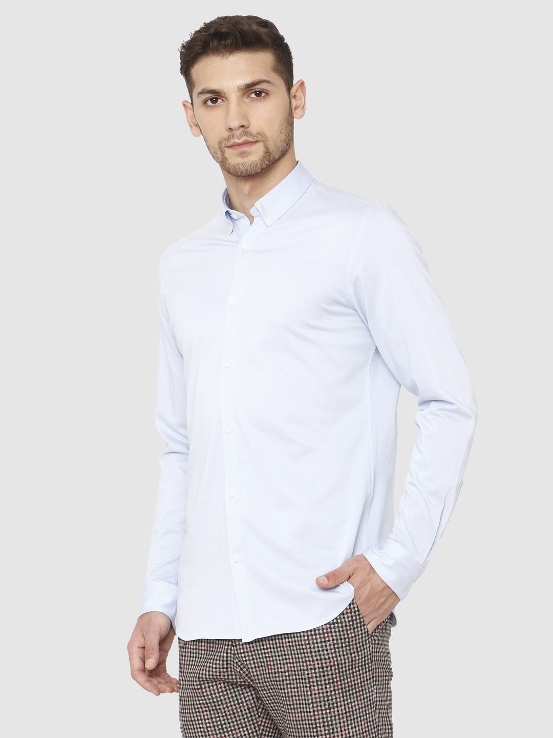 Light Blue Slim Fit Full Sleeves Shirt