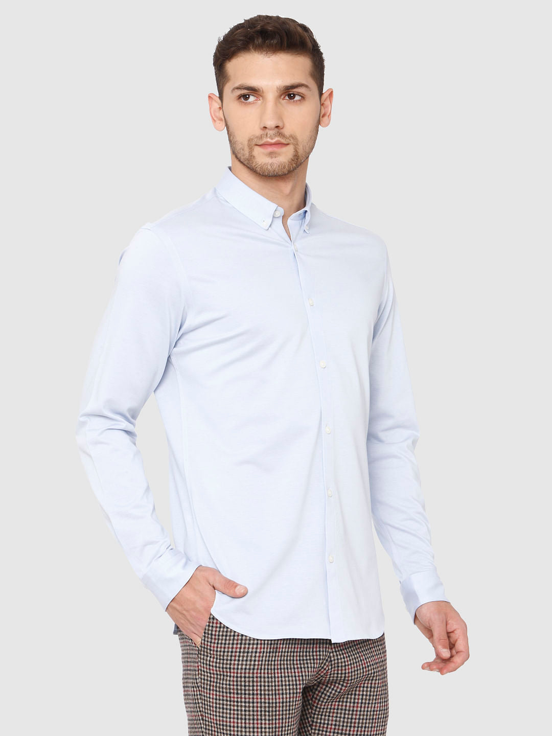 Light Blue Slim Fit Full Sleeves Shirt