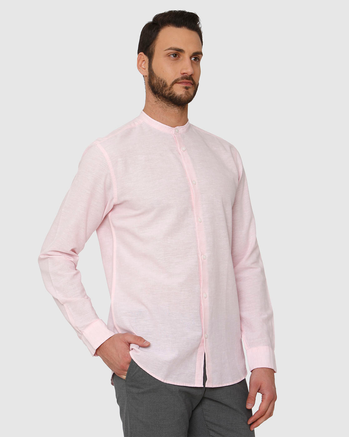 Pink Faded Regular Fit Full Sleeves Shirt