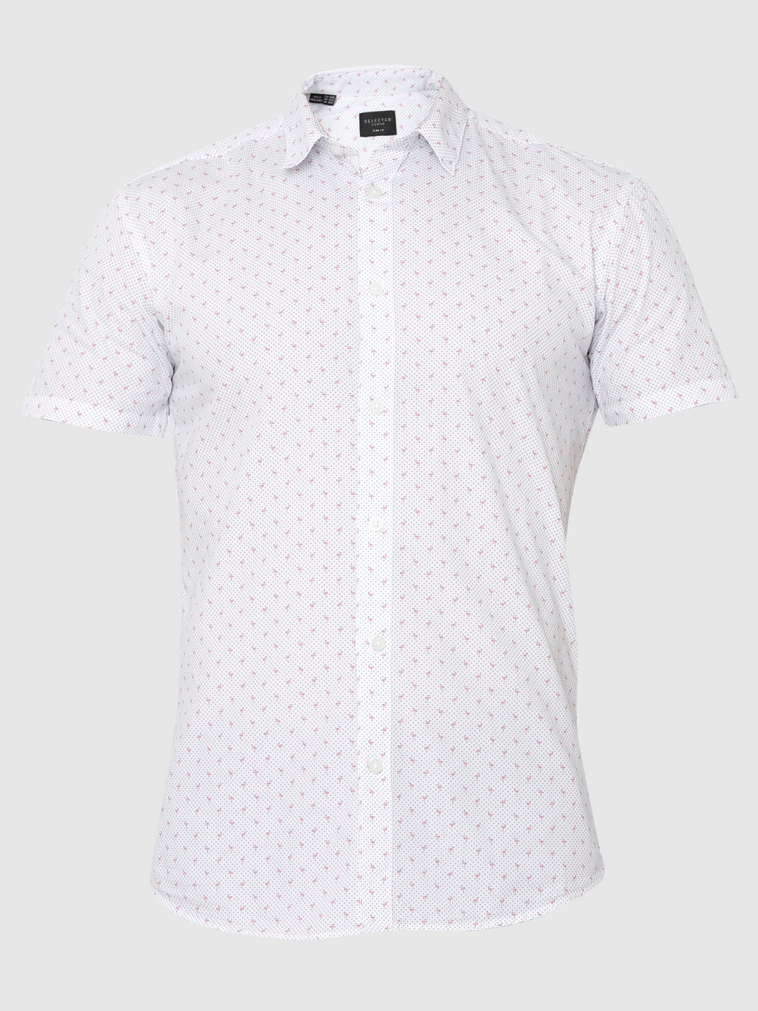 White Printed Short Sleeves Shirt