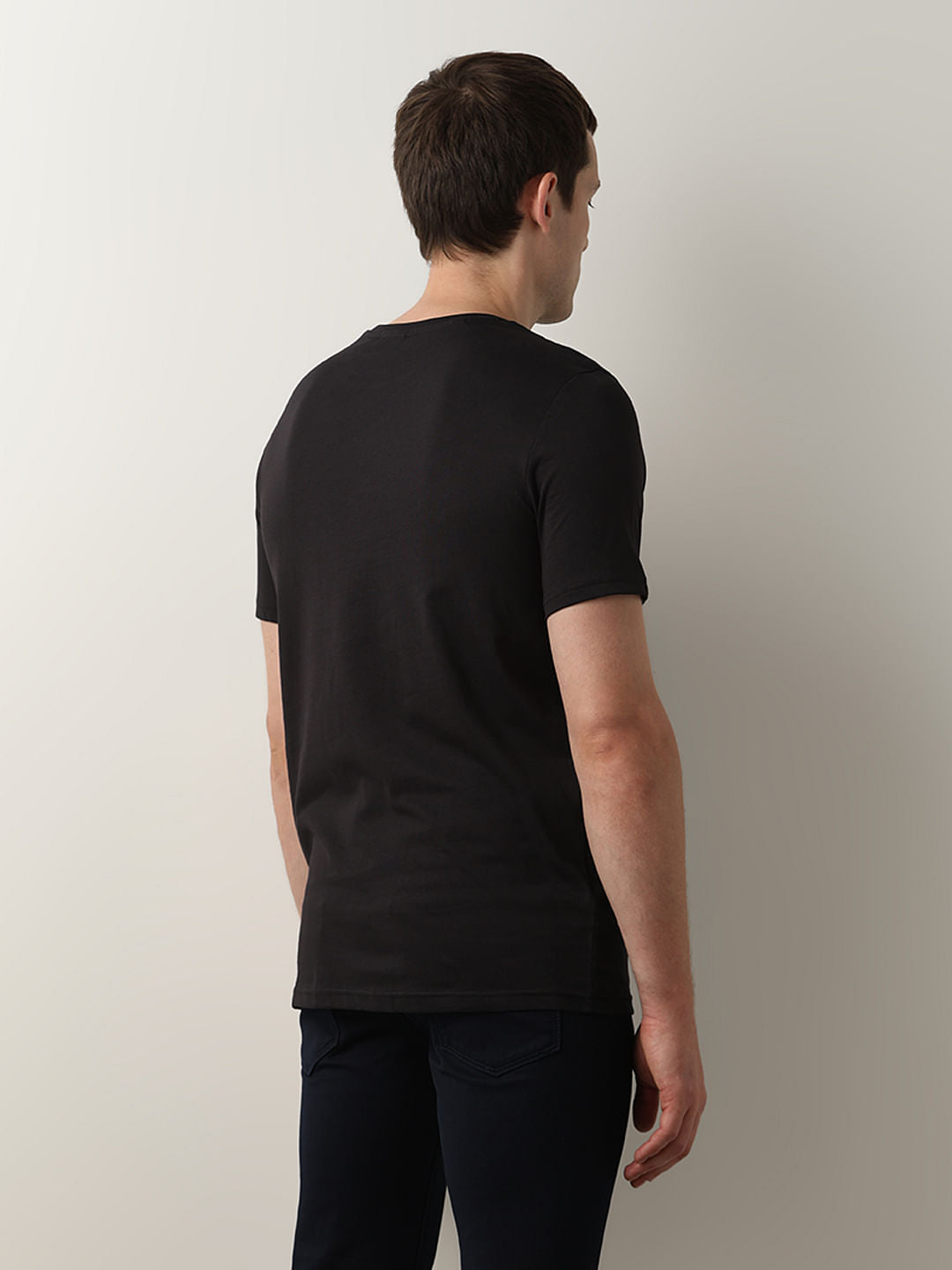 Black Printed Crew Neck T-Shirt
