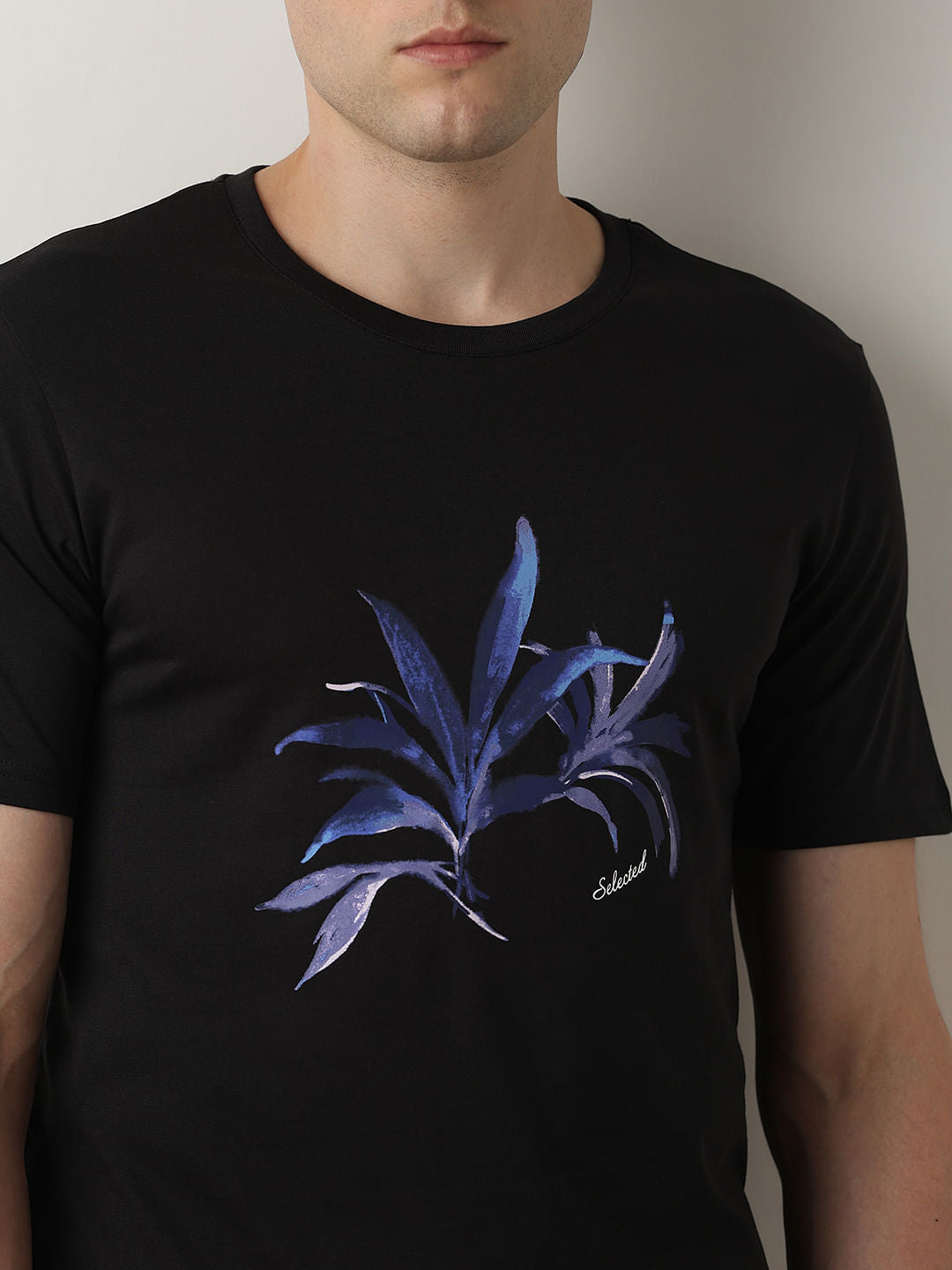 Black Printed Crew Neck T-Shirt