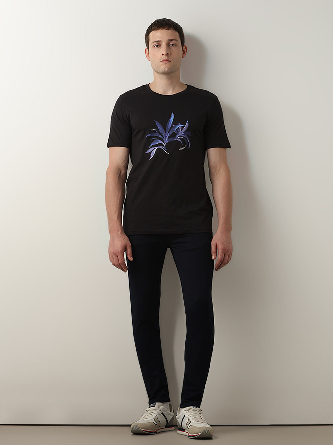 Black Printed Crew Neck T-Shirt