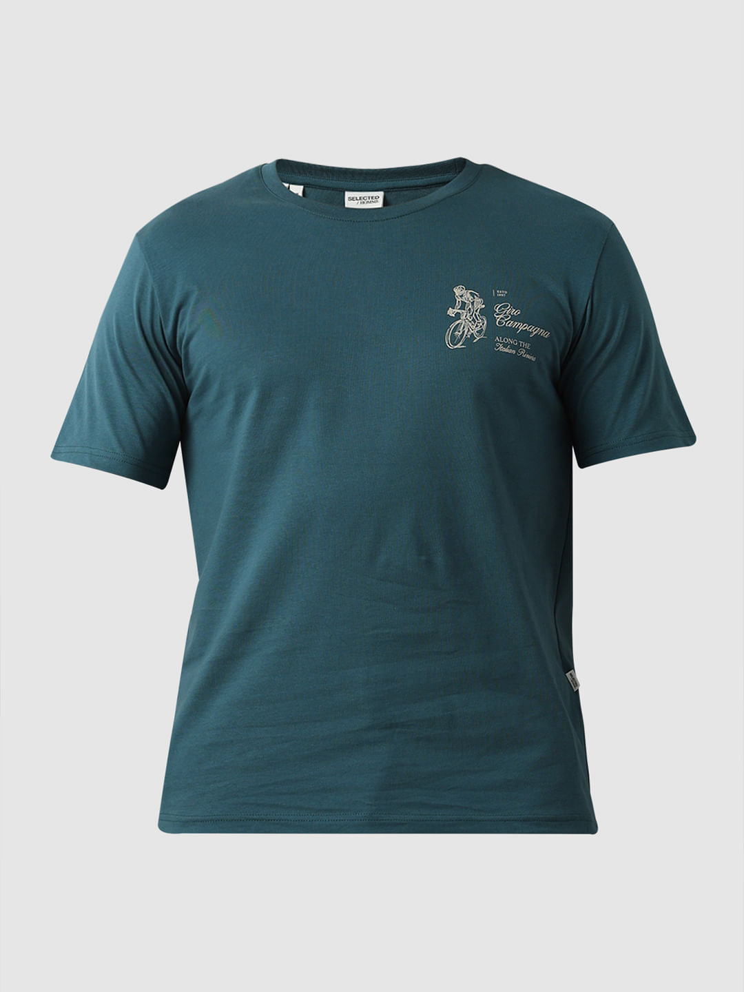 Blue Printed Crew Neck T-Shirt