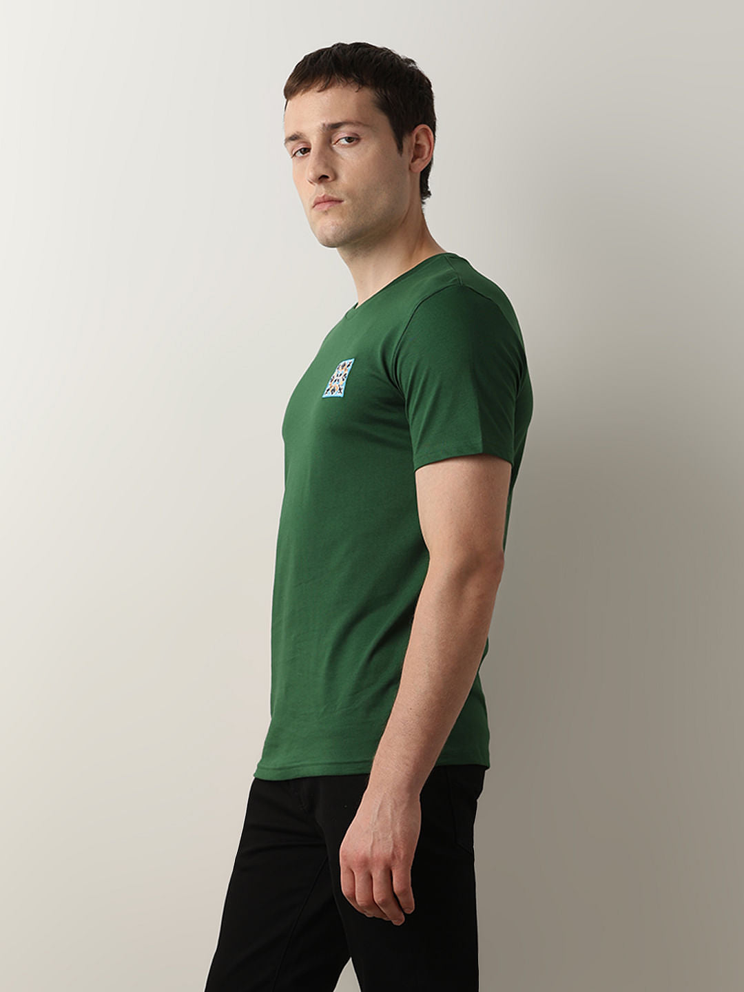 Green Embroidered Print T-Shirt