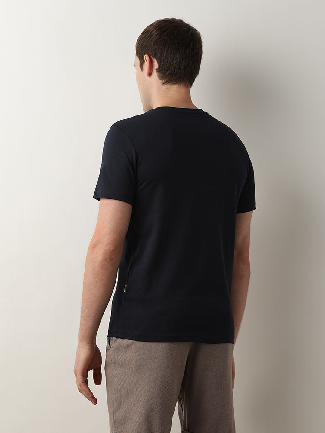 Dark Blue Embroidered Print T-Shirt