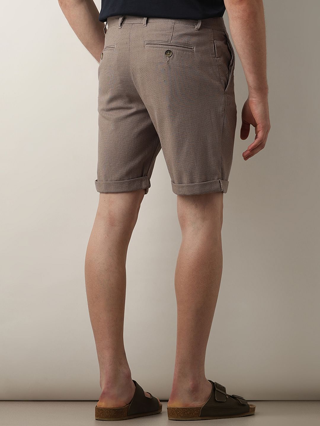 Brown Mid Rise Shorts