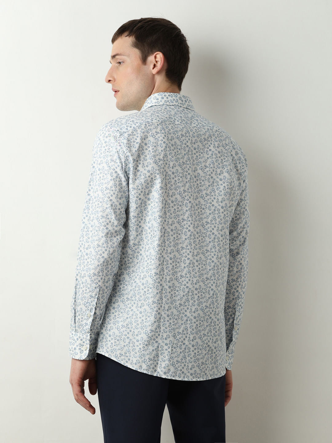 White Printed Slim Fit Shirt