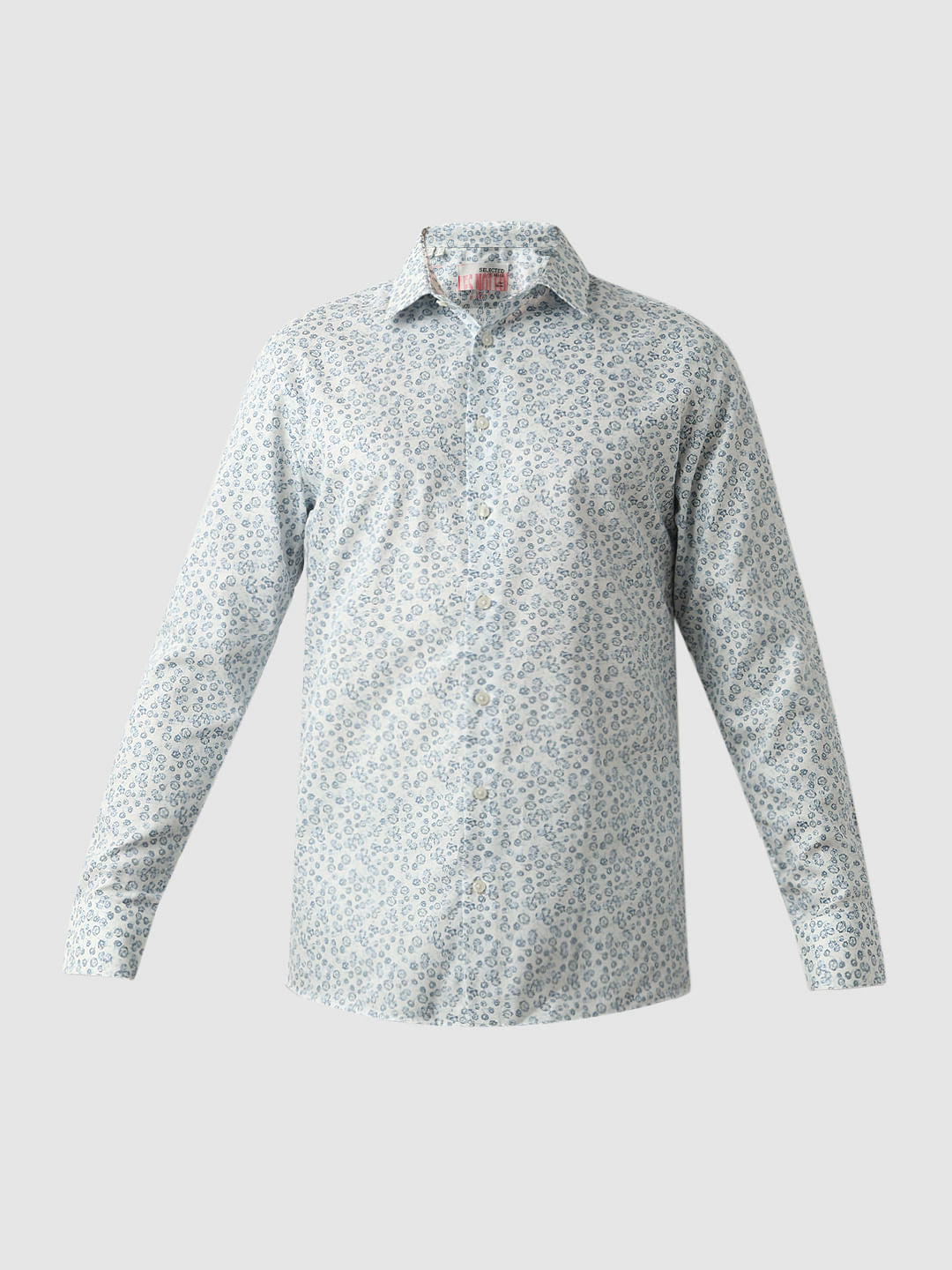White Printed Slim Fit Shirt