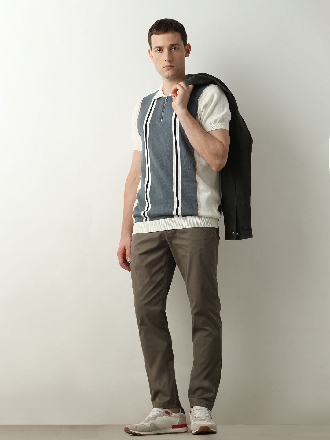 Green Mid Rise Slim Fit Chinos