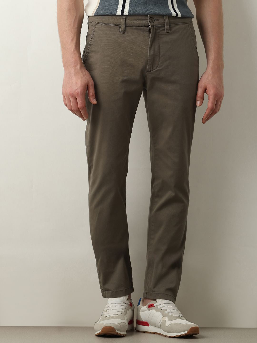 Green Mid Rise Slim Fit Chinos