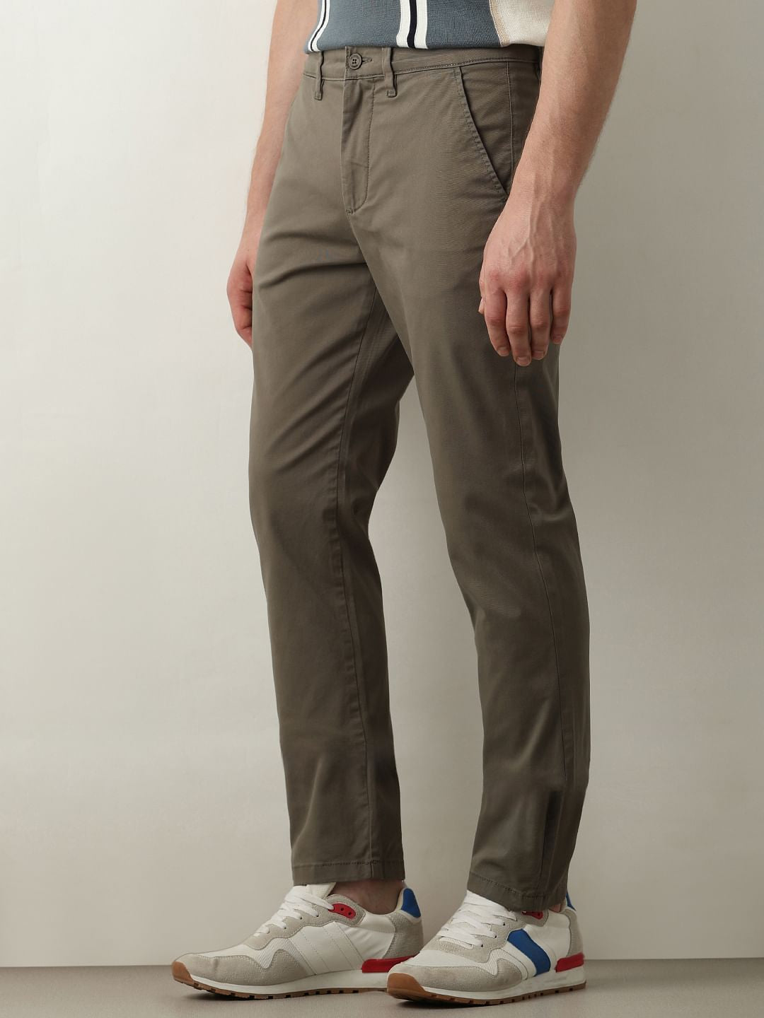 Green Mid Rise Slim Fit Chinos