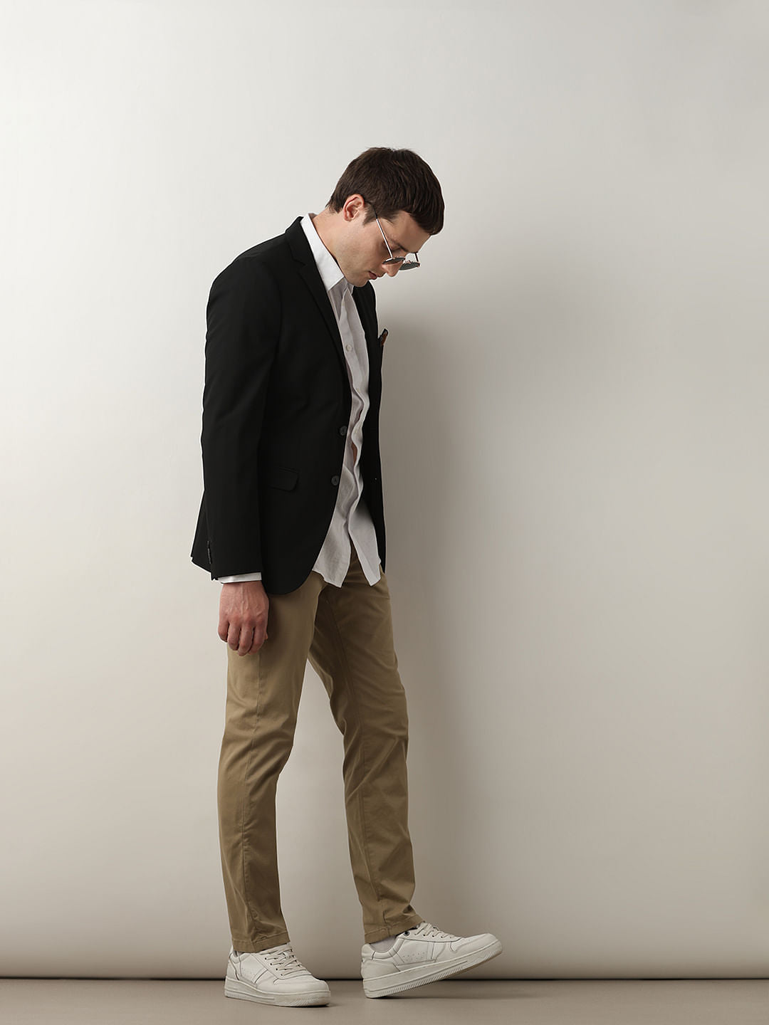 Beige Mid Rise Chino Pants