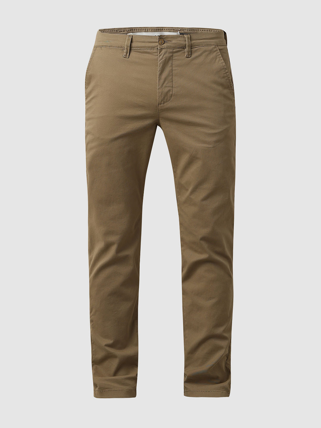 Beige Mid Rise Chino Pants