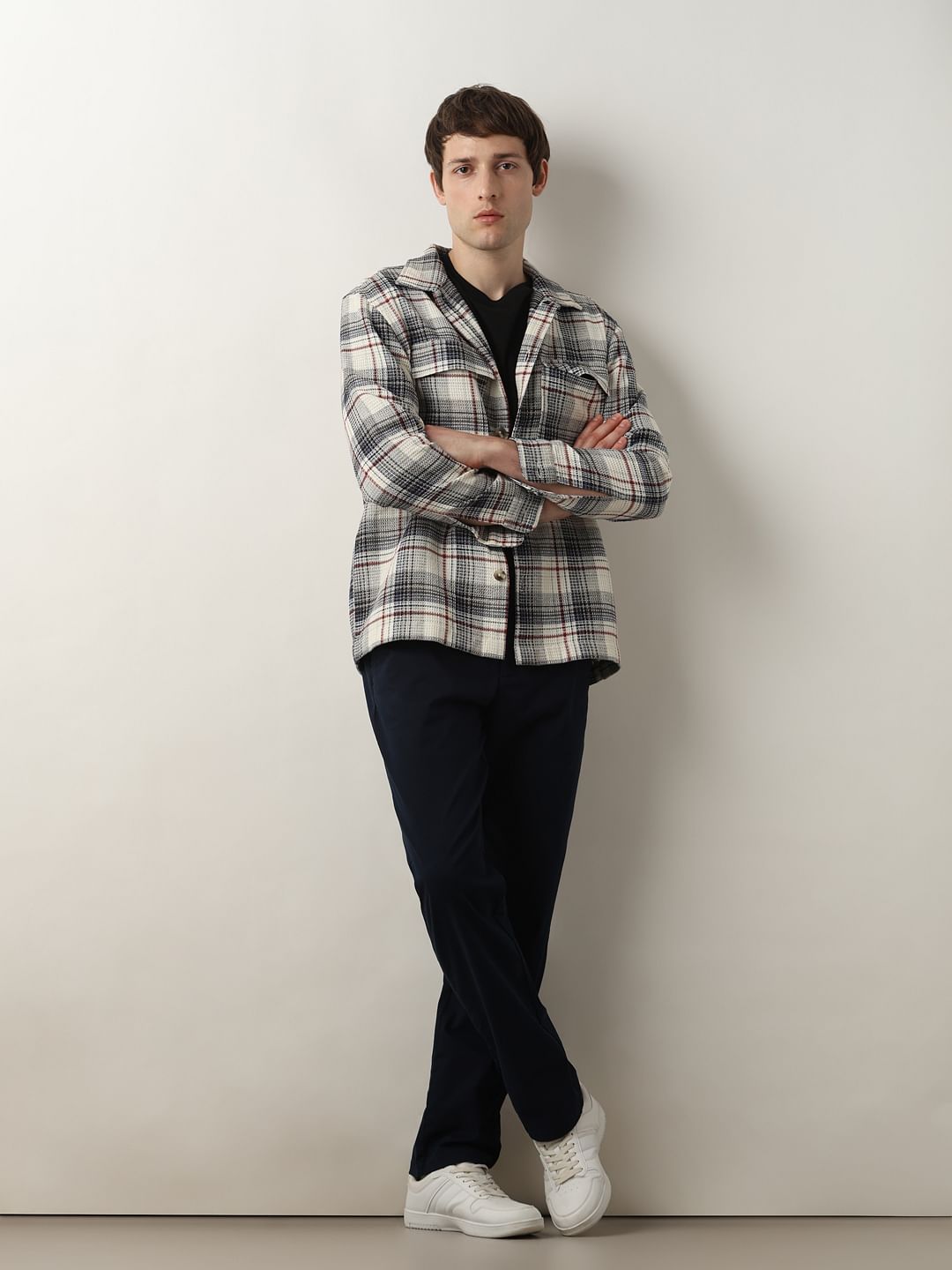 Navy Blue Mid Rise Slim Fit Chinos