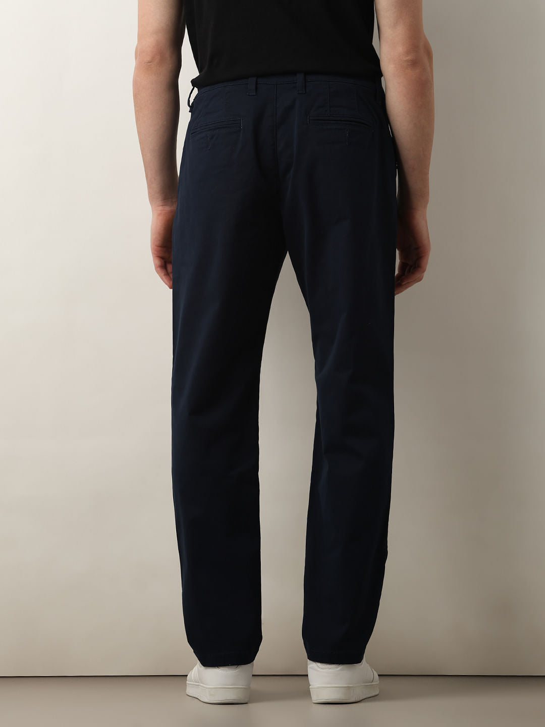 Navy Blue Mid Rise Slim Fit Chinos