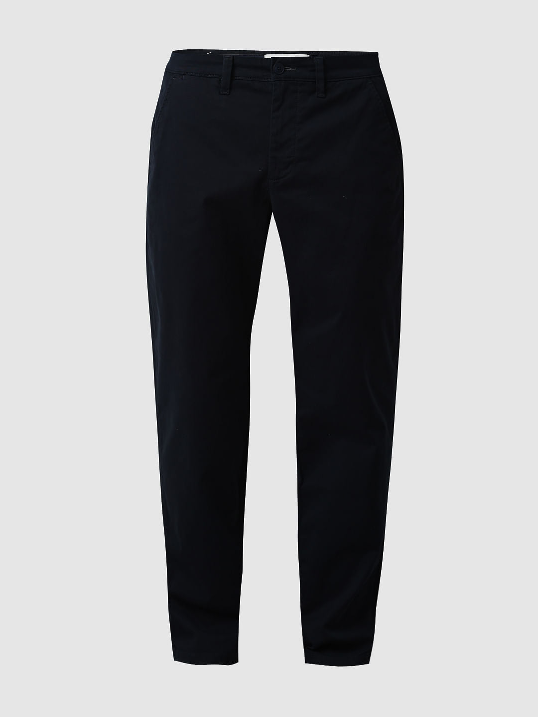 Navy Blue Mid Rise Slim Fit Chinos