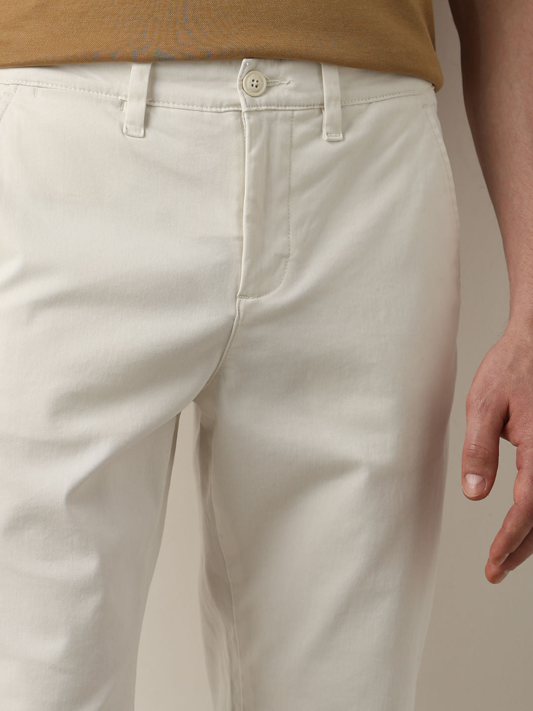White Mid Rise Slim Fit Chinos