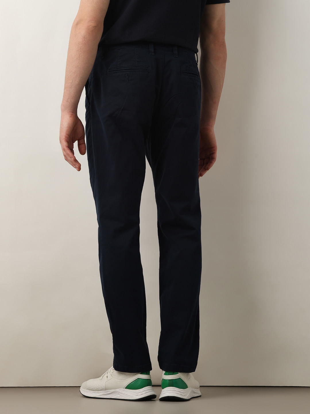 Navy Blue Mid Rise Straight Fit Chinos