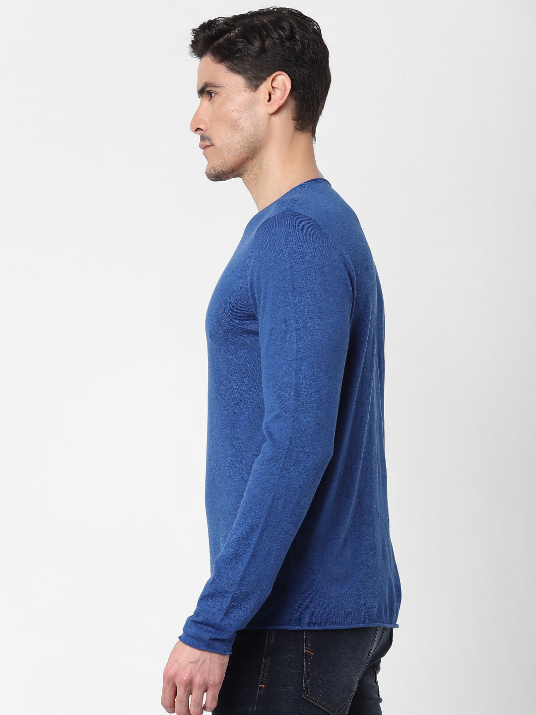 Blue Raw Edge Pullover
