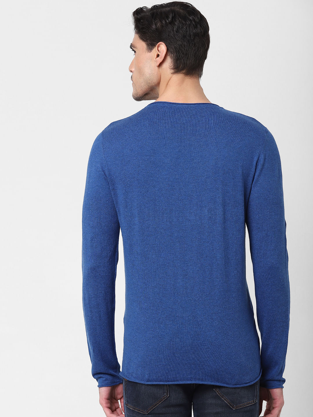 Blue Raw Edge Pullover