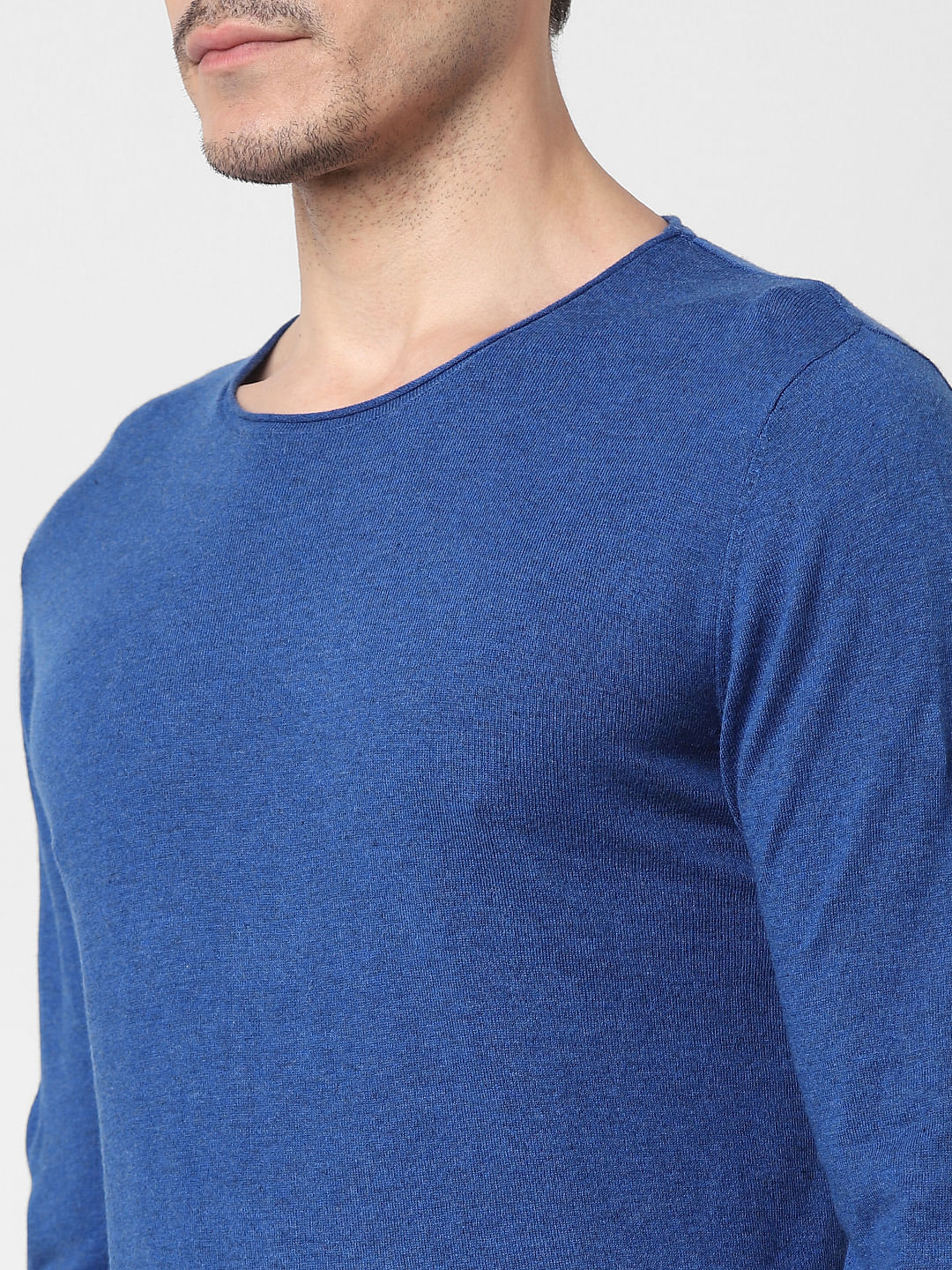 Blue Raw Edge Pullover