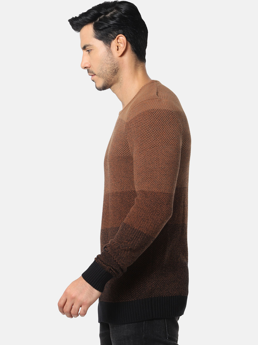Brown Colourblocked Pullover