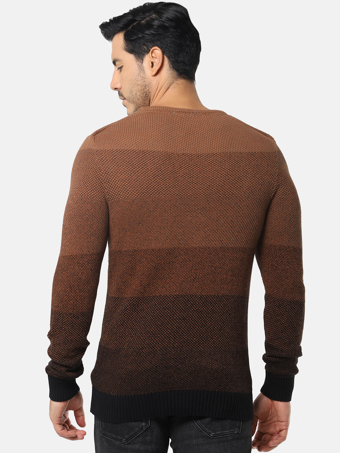 Brown Colourblocked Pullover