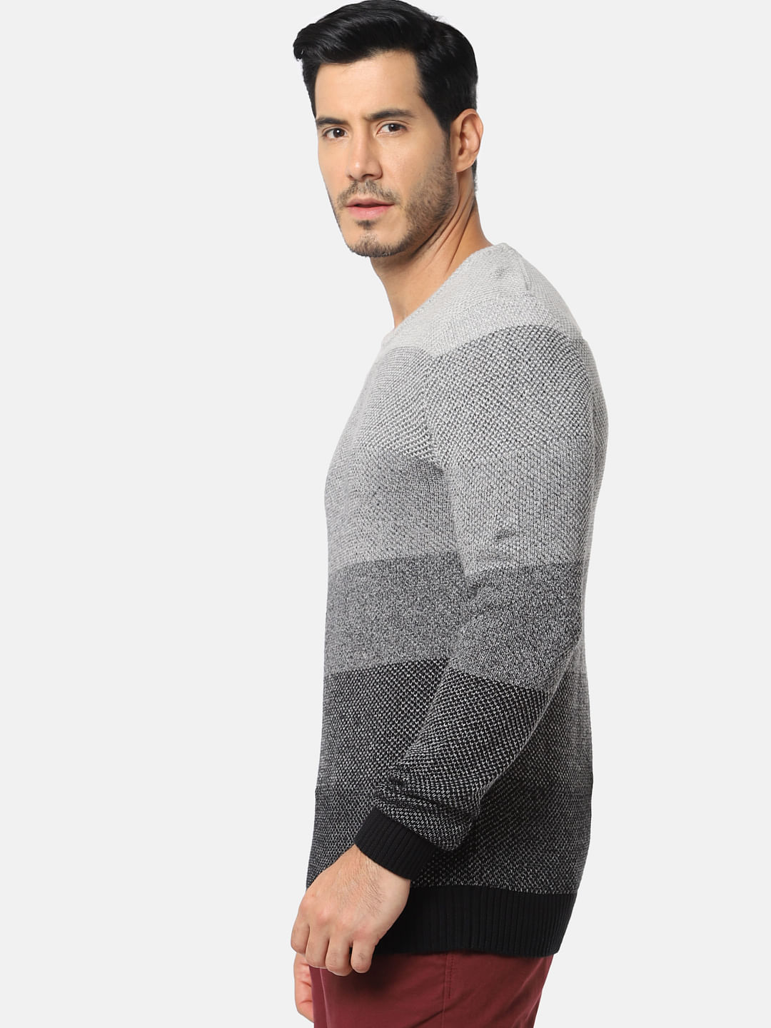 Grey Colourblocked Pullover