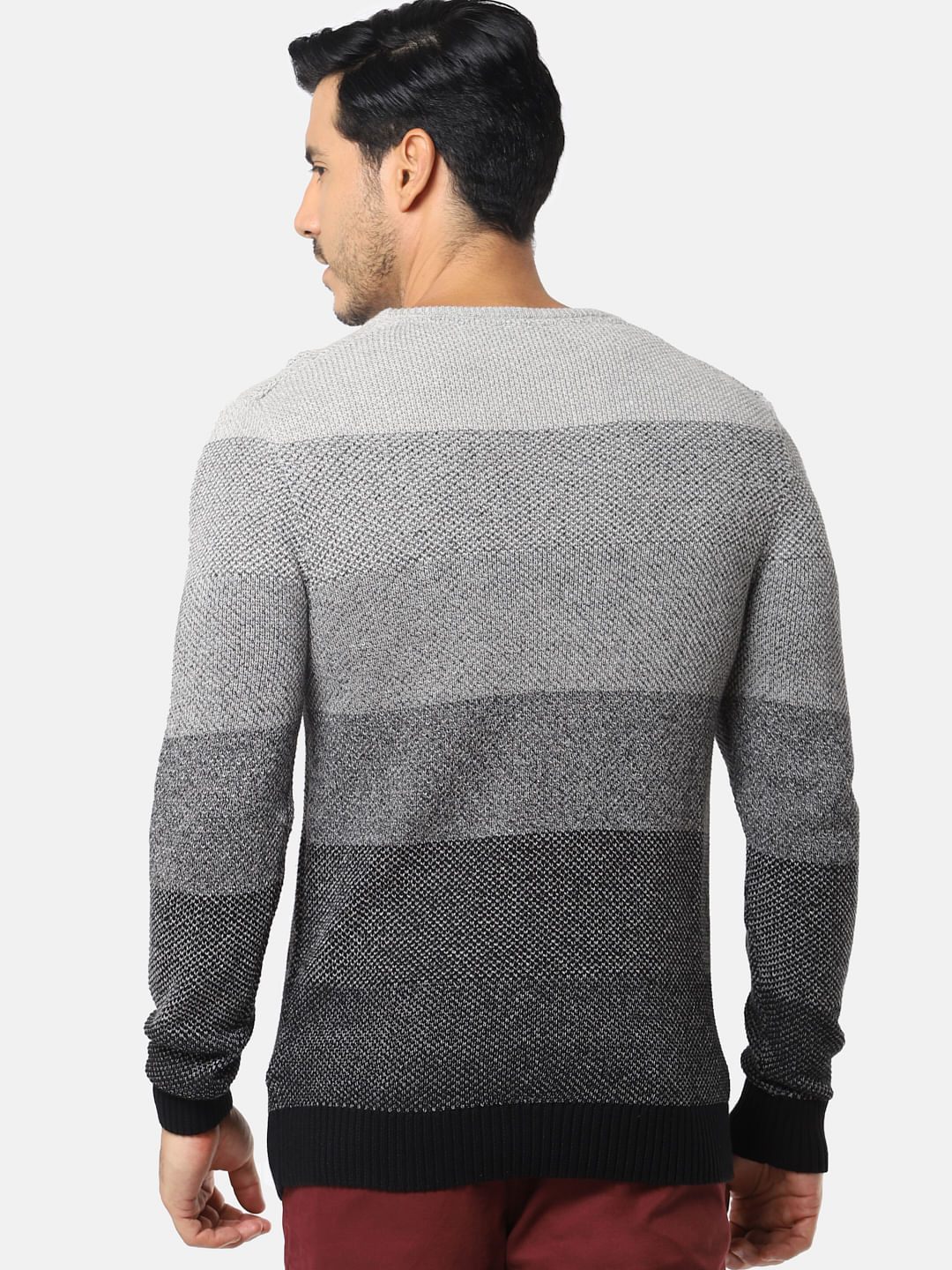 Grey Colourblocked Pullover