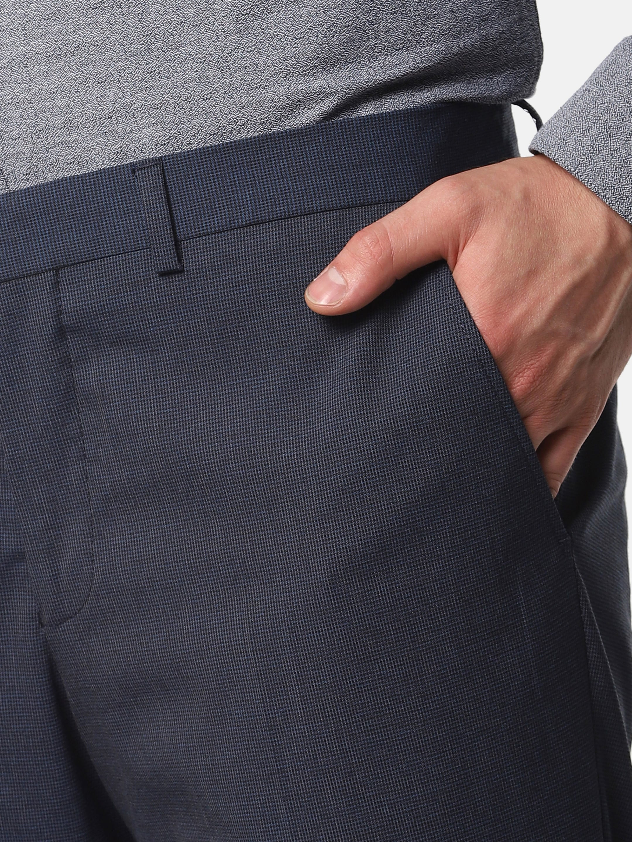 Navy Blue Slim Fit Trousers