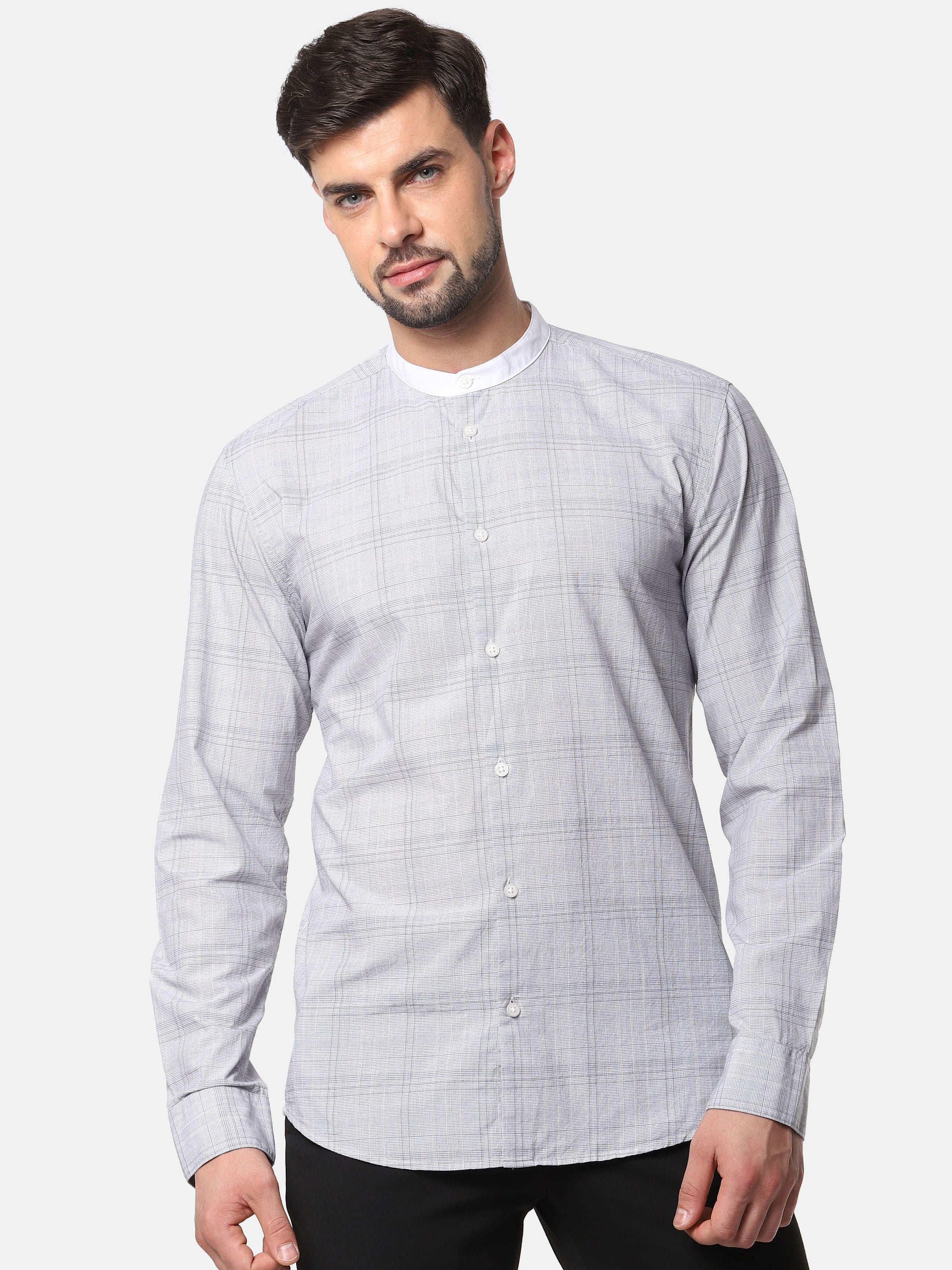 Light Grey Check Full Sleeves Shirt