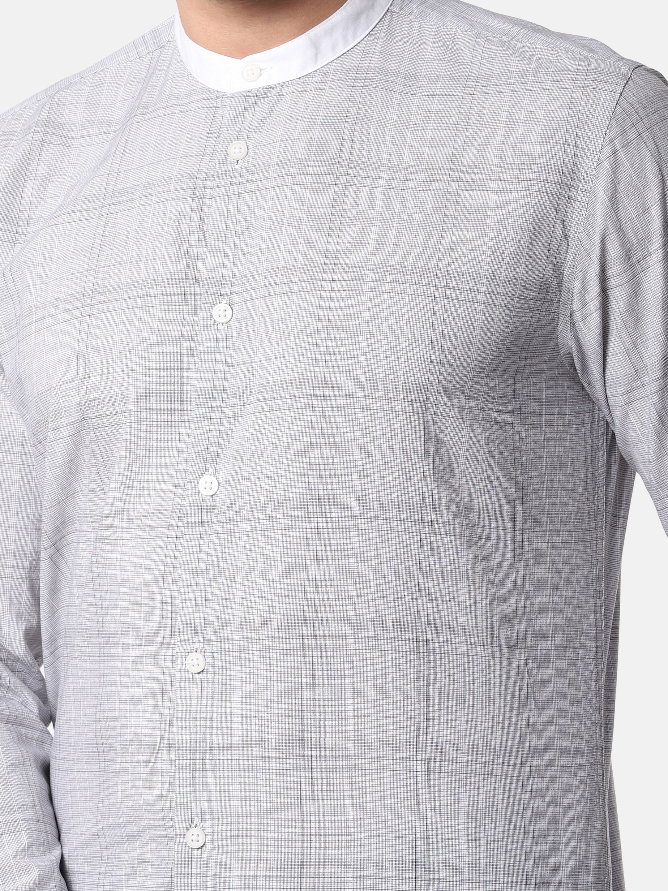 Light Grey Check Full Sleeves Shirt