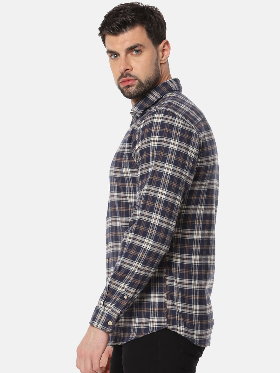 Dark Blue Check Full Sleeves Shirt