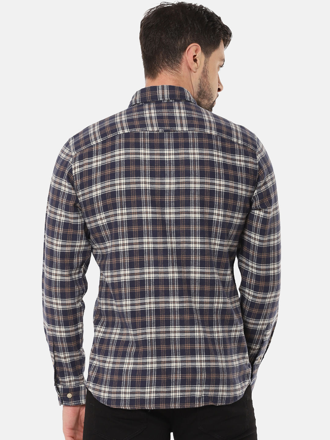Dark Blue Check Full Sleeves Shirt