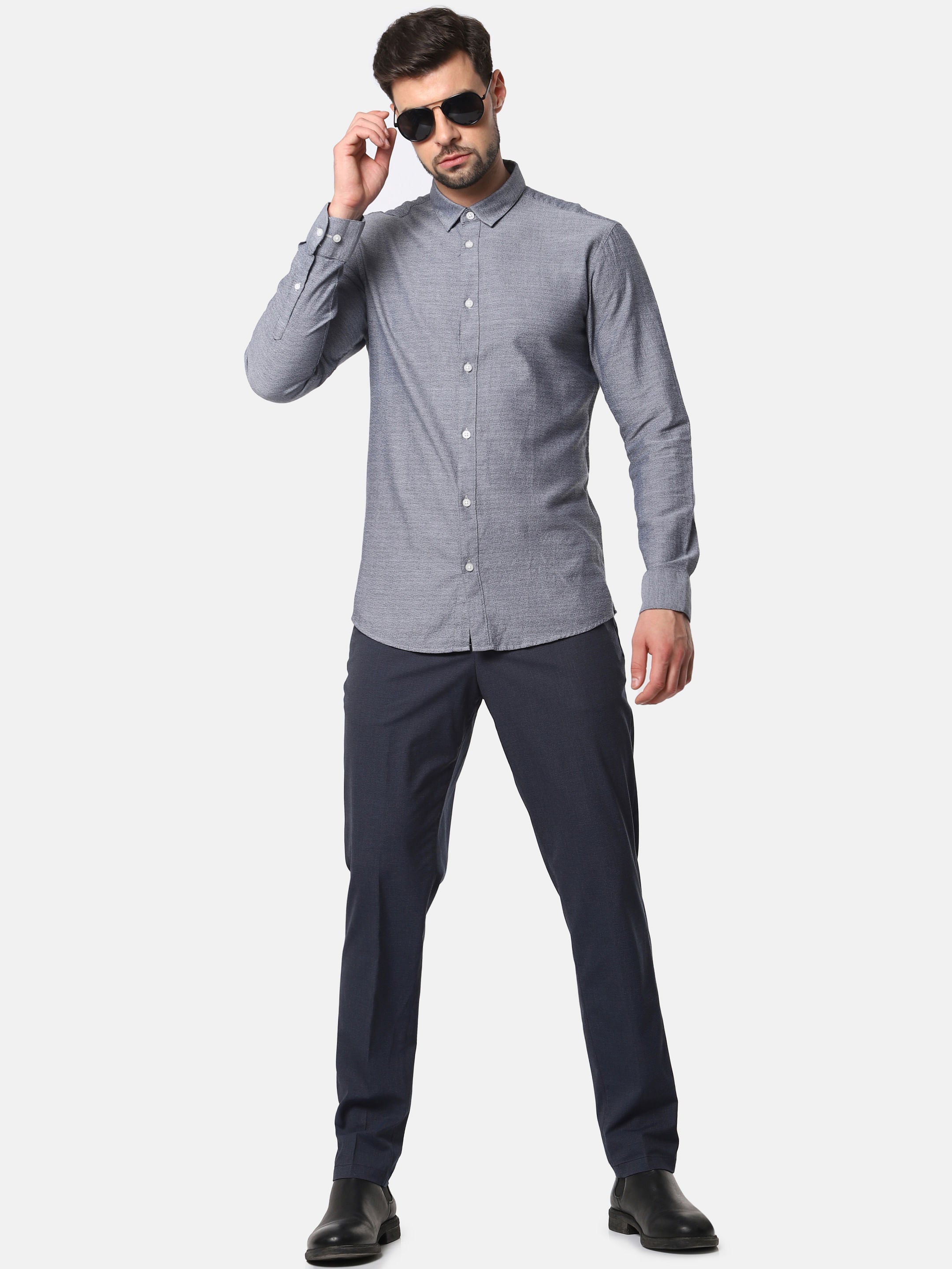 Grey Formal Full Sleeves Shirt