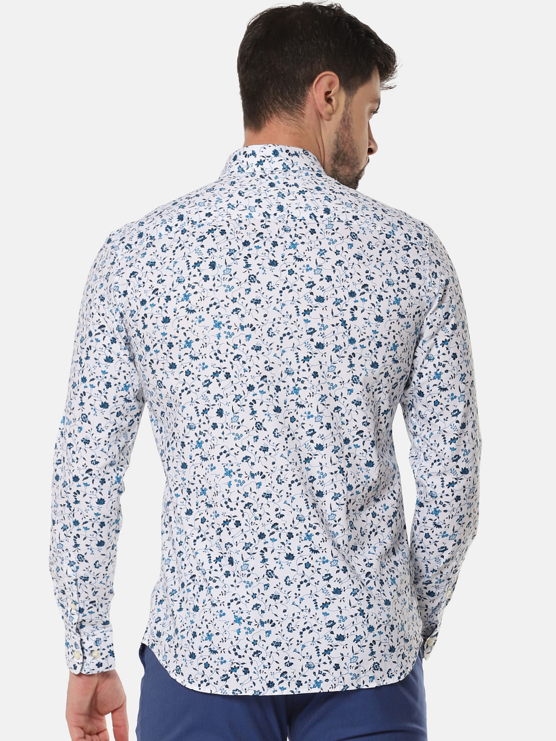 White All Over Print Full Sleeves Shirt