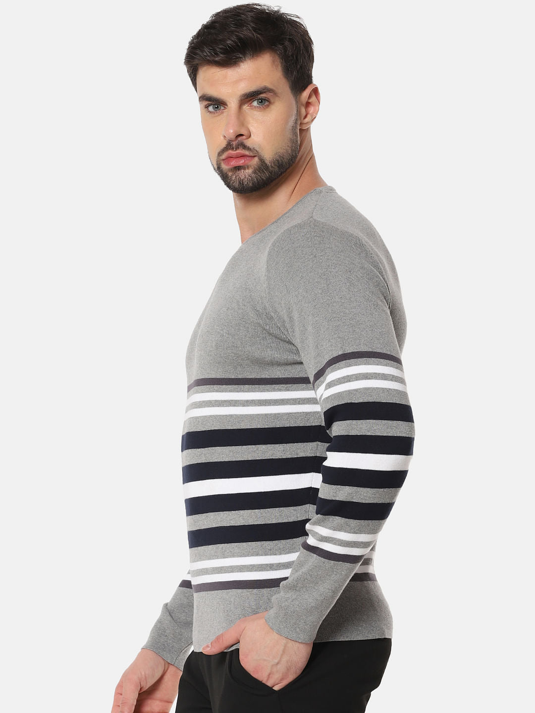 Grey Striped Pullover