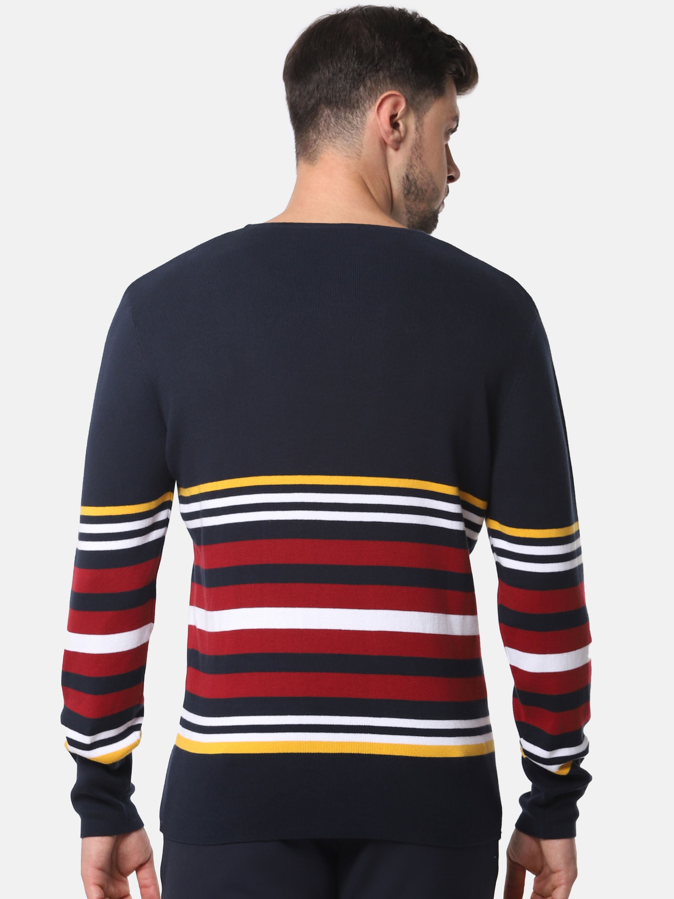 Navy Blue Striped Pullover