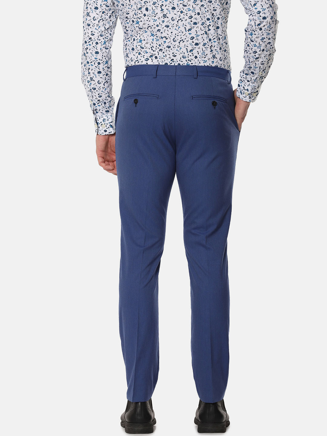 Blue Mid Rise Formal Trousers