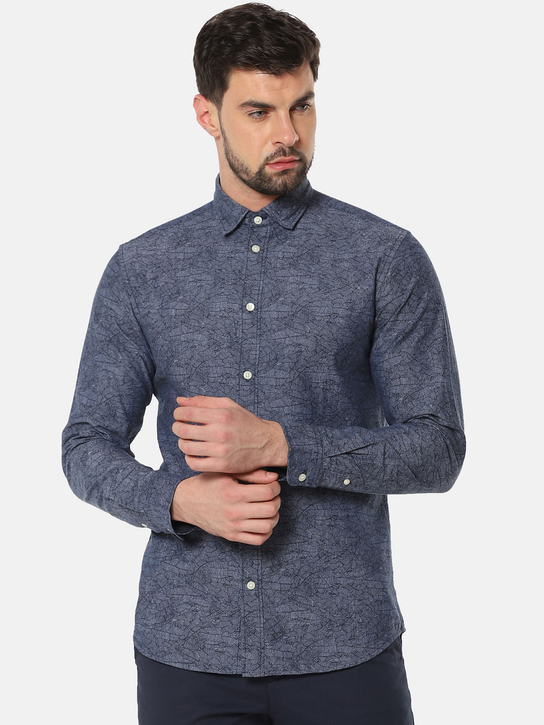 Blue All Over Print Full Sleeves Shirt