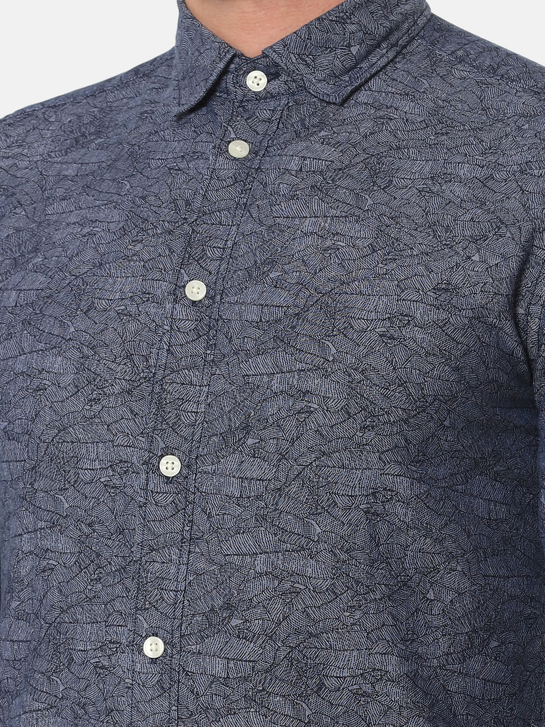 Blue All Over Print Full Sleeves Shirt