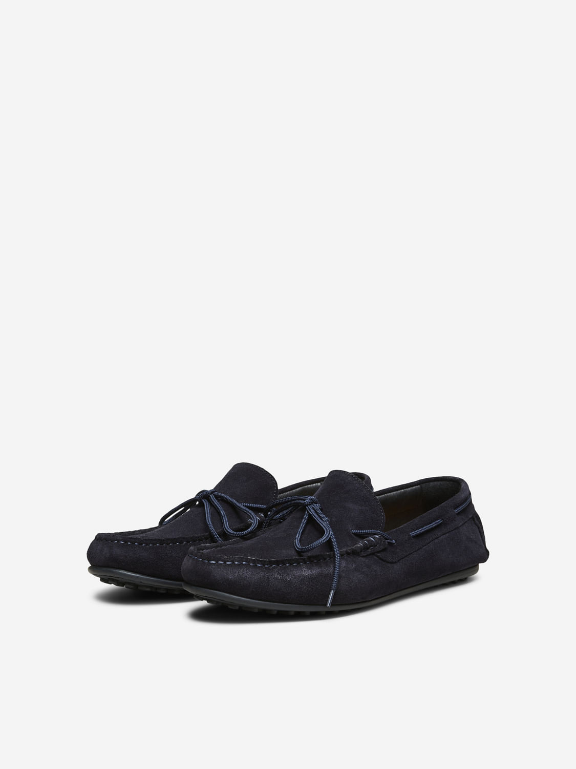 Navy Blue Suede Loafers
