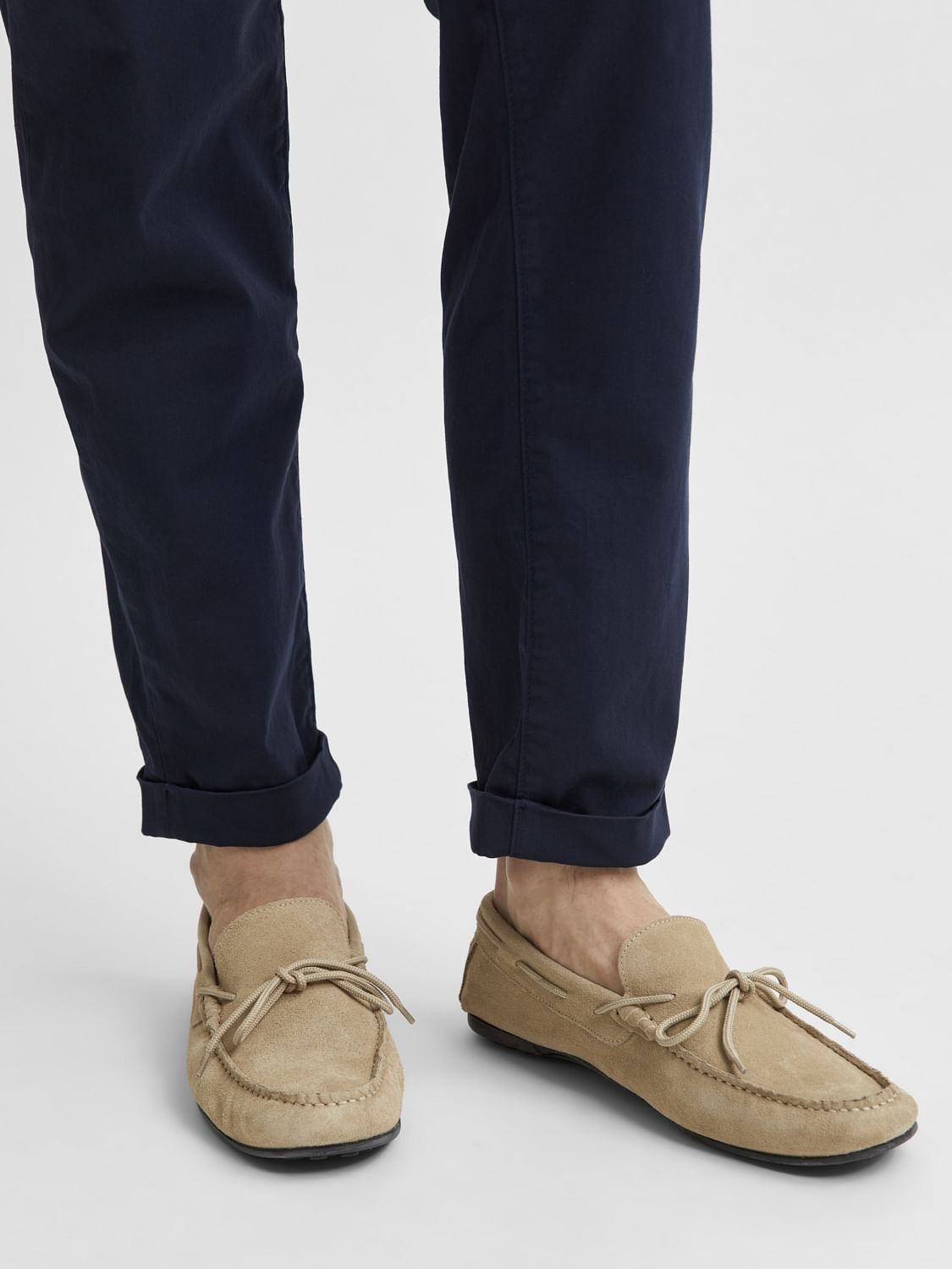 Beige Suede Loafers