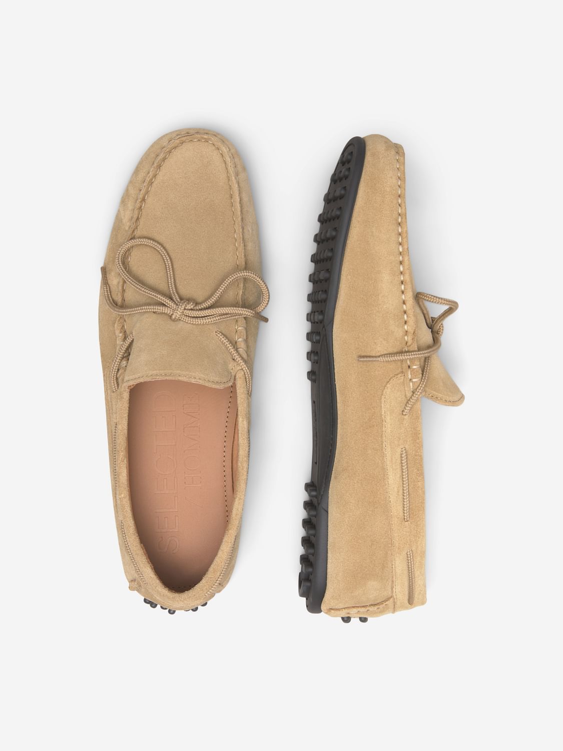 Beige Suede Loafers