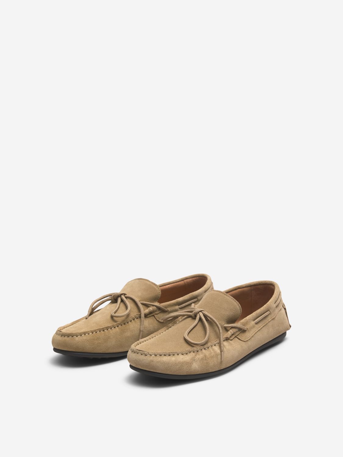 Beige Suede Loafers